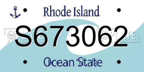 S673062 Rhode Island License Plate