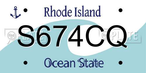 S674CQ Rhode Island License Plate