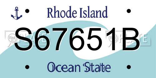 S67651B Rhode Island License Plate