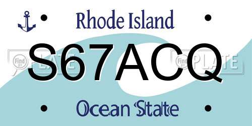 S67ACQ Rhode Island License Plate