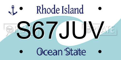 S67JUV Rhode Island License Plate