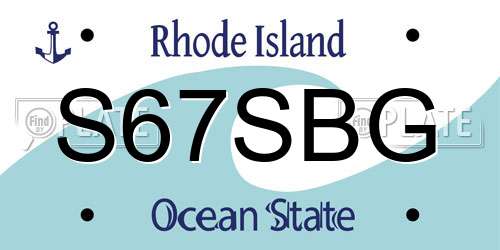 S67SBG Rhode Island License Plate