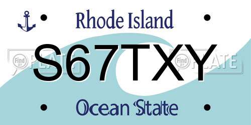S67TXY Rhode Island License Plate