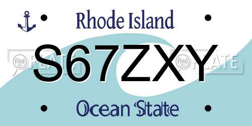 S67ZXY Rhode Island License Plate