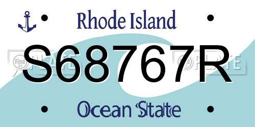S68767R Rhode Island License Plate