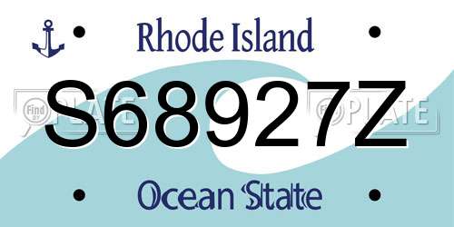 S68927Z Rhode Island License Plate