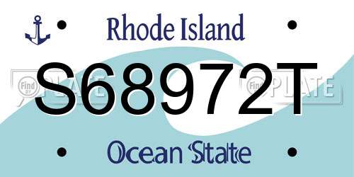 S68972T Rhode Island License Plate
