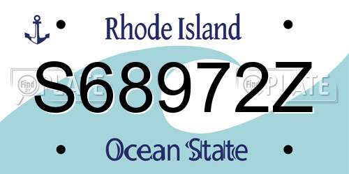 S68972Z Rhode Island License Plate