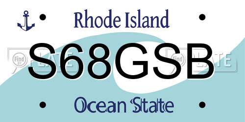 S68GSB Rhode Island License Plate