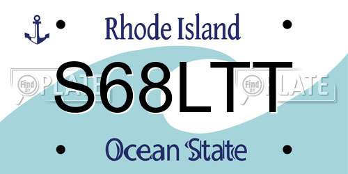 S68LTT Rhode Island License Plate