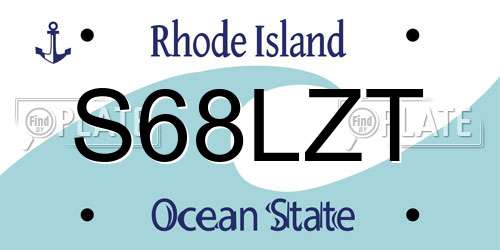 S68LZT Rhode Island License Plate