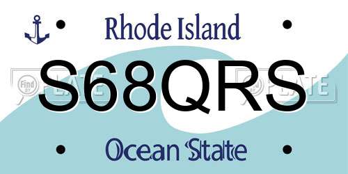 S68QRS Rhode Island License Plate