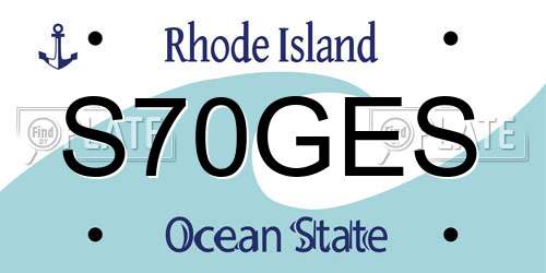 S70GES Rhode Island License Plate