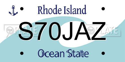 S70JAZ Rhode Island License Plate