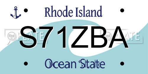 S71ZBA Rhode Island License Plate