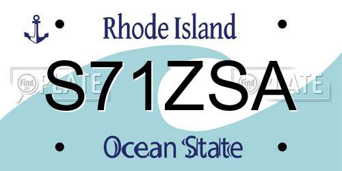 S71ZSA Rhode Island License Plate