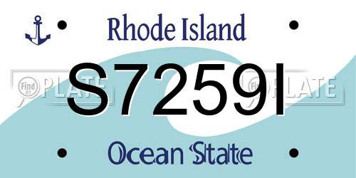 S7259I Rhode Island License Plate