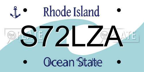 S72LZA Rhode Island License Plate
