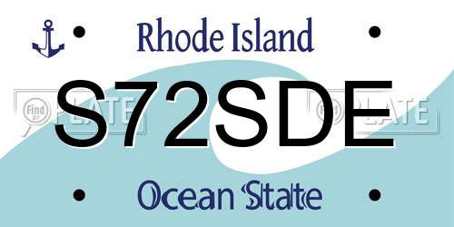 S72SDE Rhode Island License Plate