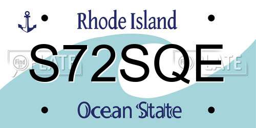S72SQE Rhode Island License Plate