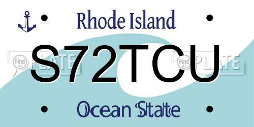 S72TCU Rhode Island License Plate