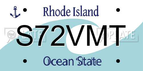S72VMT Rhode Island License Plate