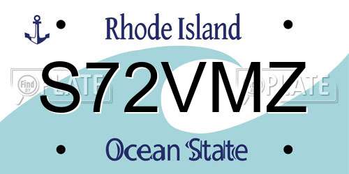 S72VMZ Rhode Island License Plate