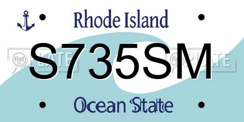 S735SM Rhode Island License Plate