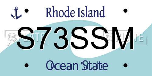 S73SSM Rhode Island License Plate