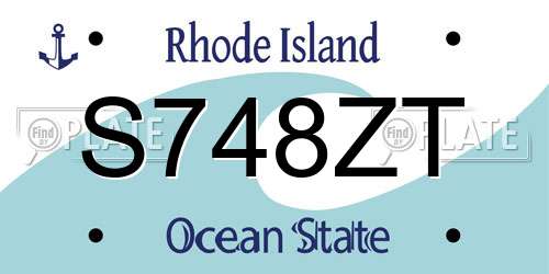 S748ZT Rhode Island License Plate