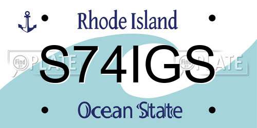 S74IGS Rhode Island License Plate