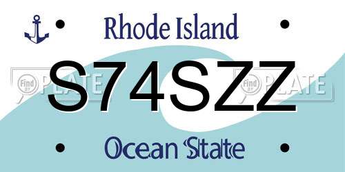 S74SZZ Rhode Island License Plate