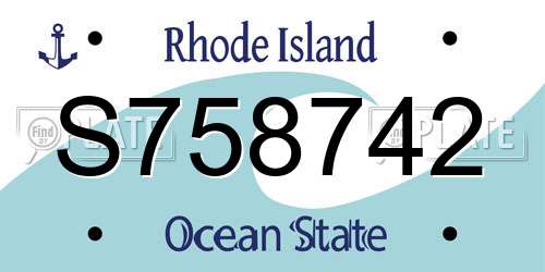 S758742 Rhode Island License Plate