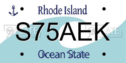 S75AEK Rhode Island License Plate