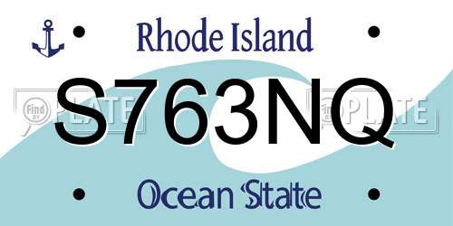 S763NQ Rhode Island License Plate