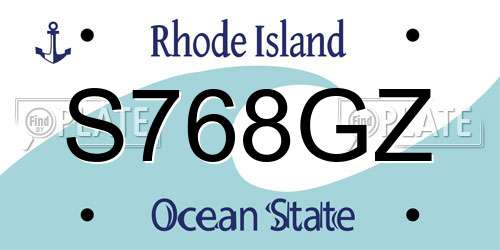 S768GZ Rhode Island License Plate