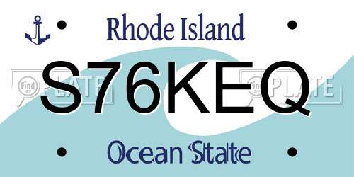S76KEQ Rhode Island License Plate