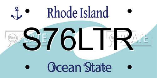 S76LTR Rhode Island License Plate