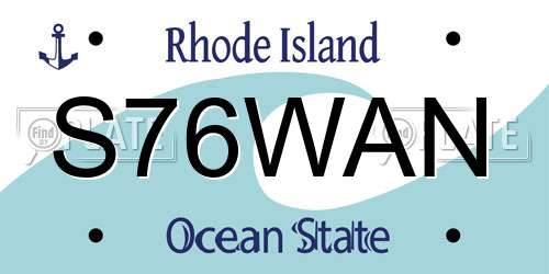 S76WAN Rhode Island License Plate