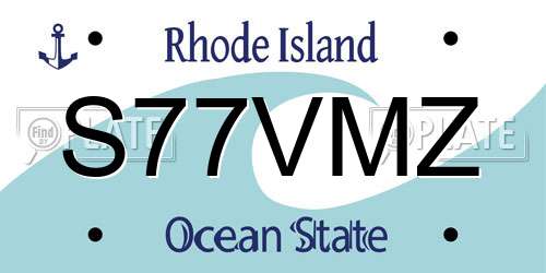 S77VMZ Rhode Island License Plate