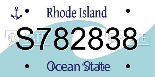 S782838 Rhode Island License Plate