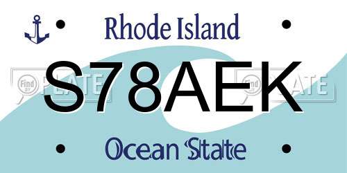 S78AEK Rhode Island License Plate
