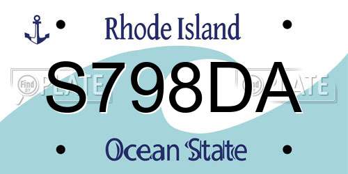 S798DA Rhode Island License Plate