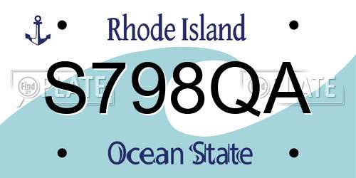 S798QA Rhode Island License Plate