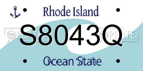 S8043Q Rhode Island License Plate