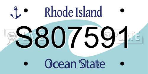 S807591 Rhode Island License Plate