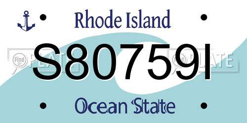 S80759I Rhode Island License Plate