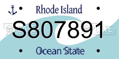 S807891 Rhode Island License Plate