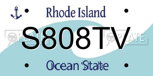 S808TV Rhode Island License Plate
