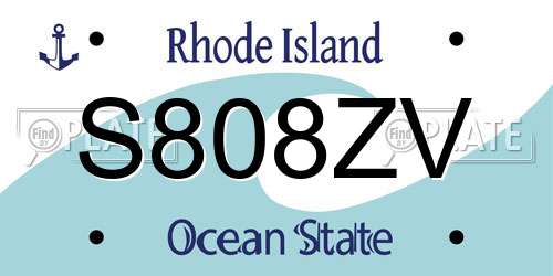 S808ZV Rhode Island License Plate